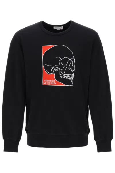 Shop Alexander Mcqueen Crew-neck Sweatshirt With Skull Embroidery In Black