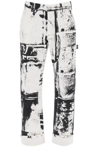 Shop Alexander Mcqueen Fold Print Workwear Jeans In Mixed Colours
