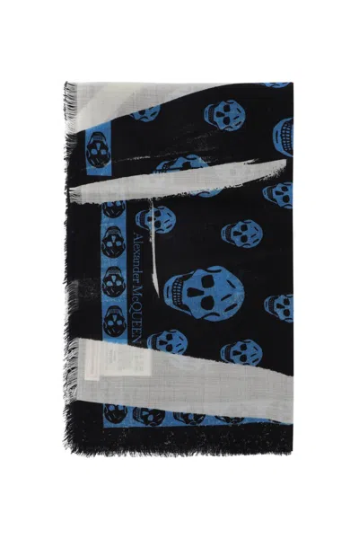 Shop Alexander Mcqueen Slashed Skull Scarf In Mixed Colours