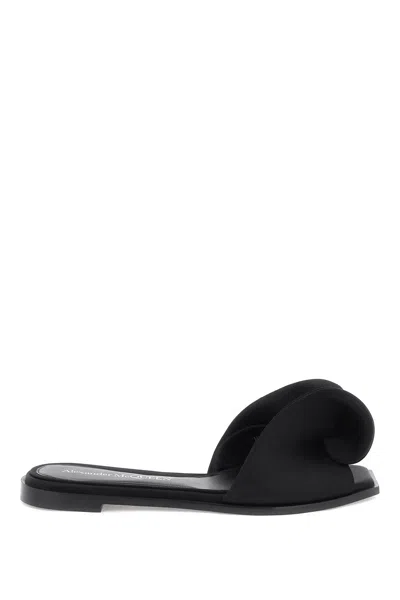 Shop Alexander Mcqueen Slides With Silk Detail In Black