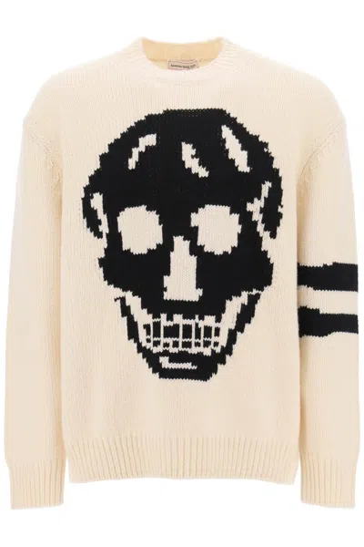 Shop Alexander Mcqueen Wool Cashmere Skull Sweater In White