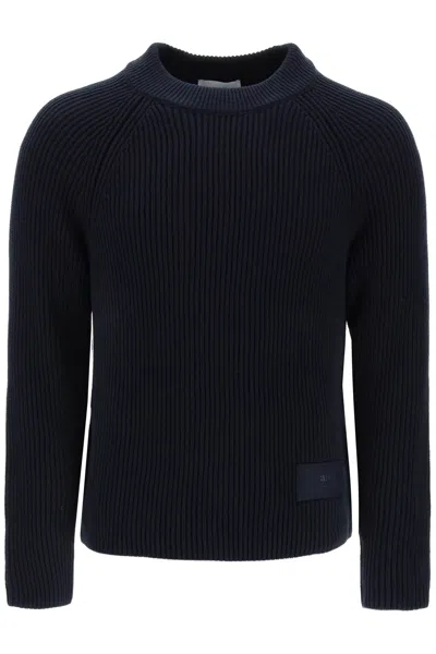Shop Ami Alexandre Mattiussi Ami Paris Cotton And Wool Crew-neck Sweater In Blue