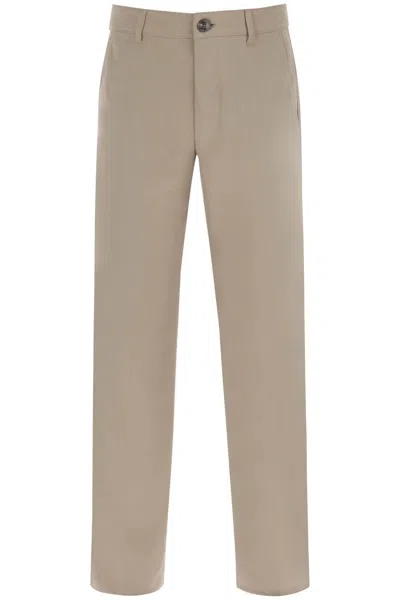 Shop Ami Alexandre Mattiussi Ami Paris Cotton Chino Pants In Khaki