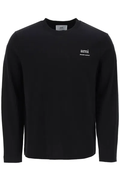 Shop Ami Alexandre Mattiussi Ami Paris Long-sleeved Cotton T-shirt For In Black