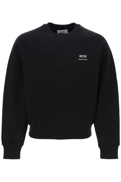 Shop Ami Alexandre Mattiussi Ami Paris Organic Cotton Crewneck Sweatshirt In Black