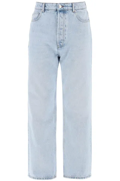 Shop Ami Alexandre Mattiussi Ami Paris Wide Leg Denim Jeans With A Relaxed Fit In Blue