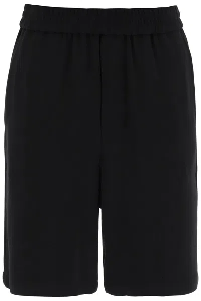 Ami Alexandre Mattiussi Logo-plaque Elasticated-waistband Shorts In Black