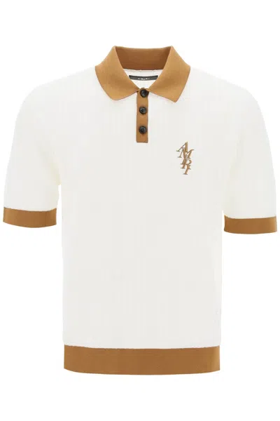 Shop Amiri Polo Shirt With Contrasting Edges And Embroidered Logo In Mixed Colours