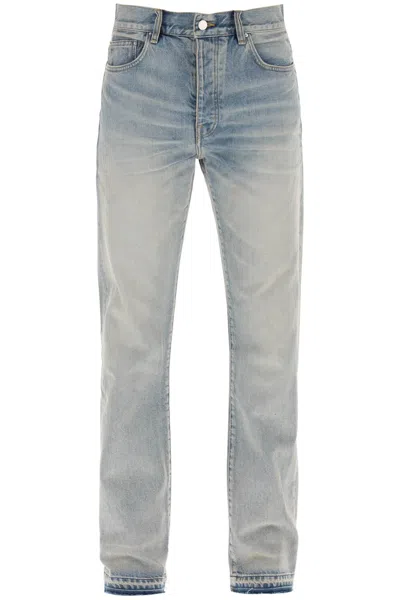 Shop Amiri Straight Cut Loose Jeans In Light Blue