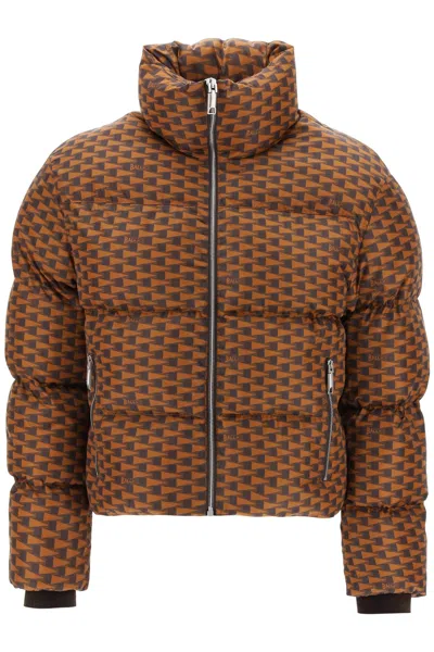Shop Bally Short Puffer Jacket With Pennant Motif In Mixed Colours
