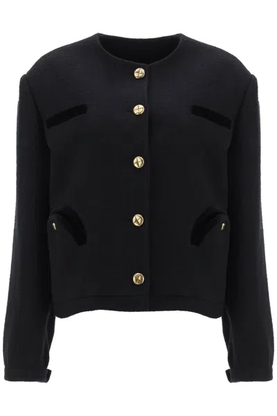 Shop Blazé Milano 'missy Gliss' Tweed Jacket In Black