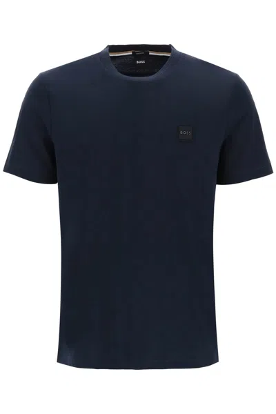 Shop Hugo Boss Tiburt T-shirt With Logo Patch In Blue