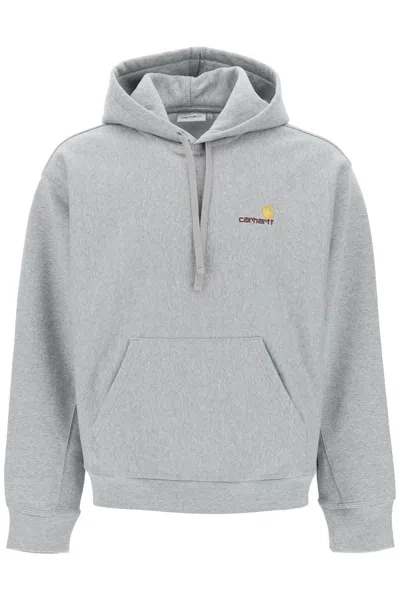 Carhartt Wip Hooded American Script Sweatshirt In Grey