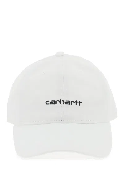 Shop Carhartt Canvas Script Baseball Cap In White