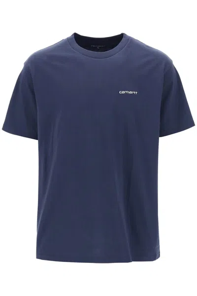 Shop Carhartt Logo Embroidery T-shirt In Blue