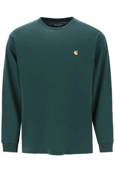 Shop Carhartt Long-sleeved Chase T-shirt In Green