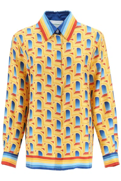 Shop Casablanca Arche De Jour Long-sleeved Shirt In Mixed Colours