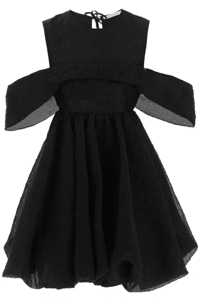 Shop Cecilie Bahnsen Urania Winglet Sleeve Dress In Black