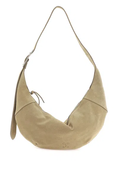 Shop Closed Suede Halfmoon Hobo Leather Bag In Mixed Colours