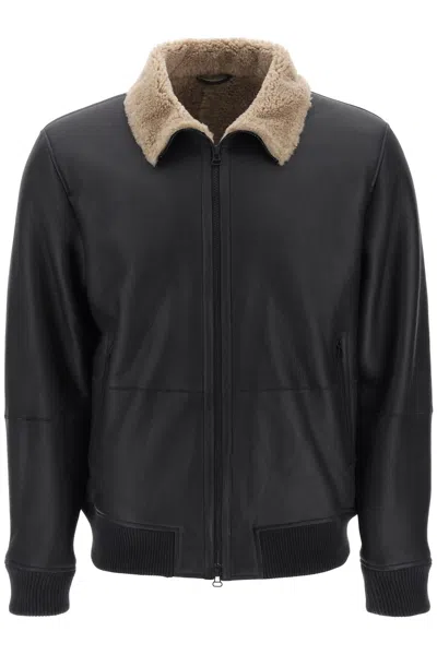 Shop Closed Shearling Bomber Jacket In Brown