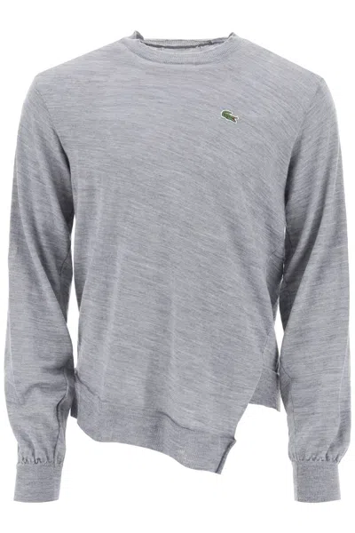 Shop Comme Des Garçons Shirt X Lacoste Bias-cut Sweater In Grey