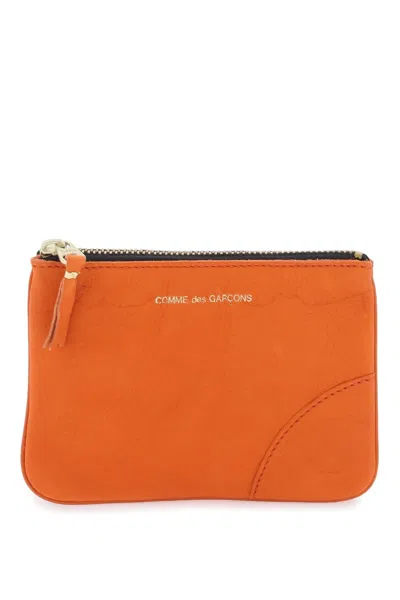Shop Comme Des Garçons Leather Coin Purse In Orange