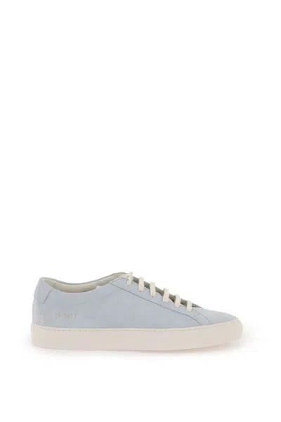 Shop Common Projects Suede Original Achilles Sneakers In Light Blue
