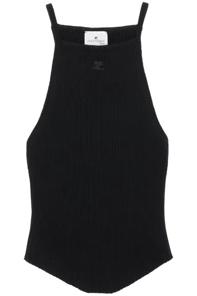Shop Courrèges "ribbed Knit Holistic Top In Black