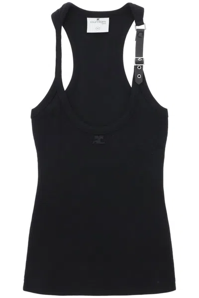Shop Courrèges "top Holistic With Buckle Detail In Black