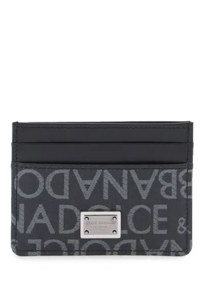 Shop Dolce & Gabbana Coated Jacquard Cardholder In Black