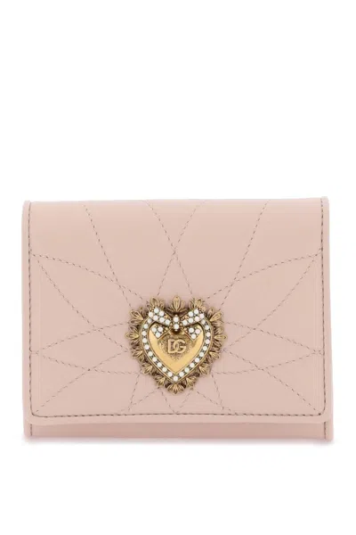 Shop Dolce & Gabbana Devotion Matelasse Wallet In Pink