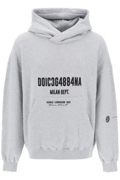 Shop Dolce & Gabbana Distressed-effect Hoodie In Grey
