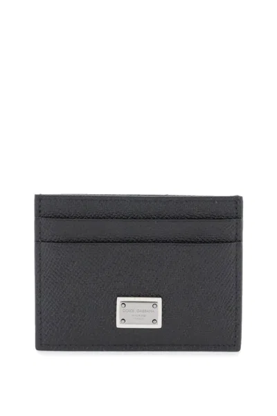 Shop Dolce & Gabbana Leather Card Holder With Logo Plate In Black