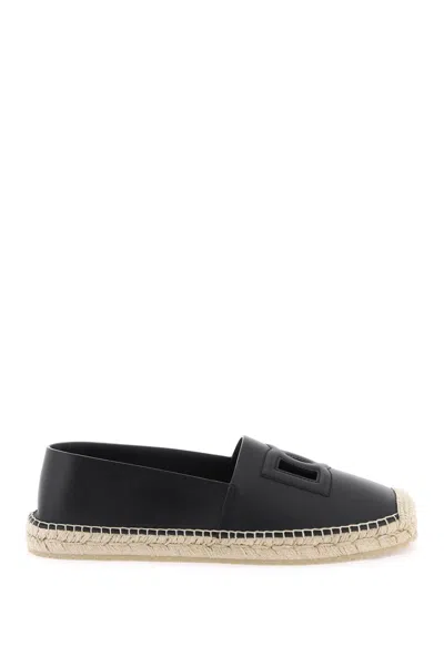 Shop Dolce & Gabbana Leather Espadrilles With Dg Logo And In Black