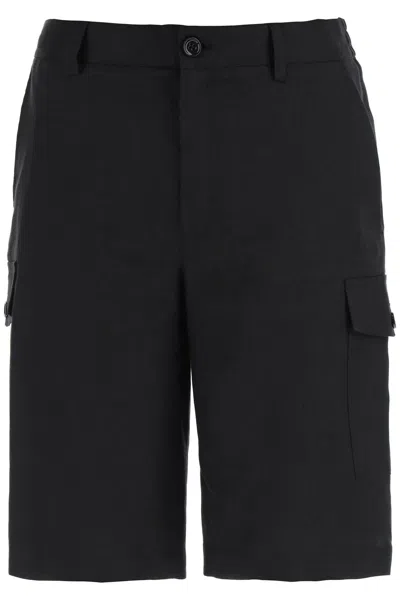 Shop Dolce & Gabbana Linen Cargo Bermuda Shorts For In Black