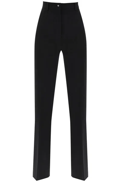 Shop Dolce & Gabbana Milano-stitch Flared Pants In Black