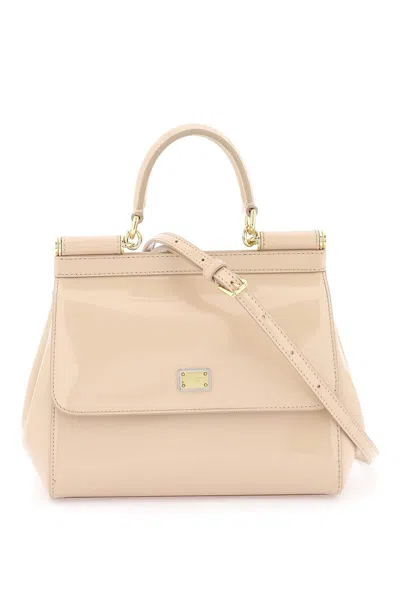 Shop Dolce & Gabbana Patent Leather 'sicily' Handbag In Pink