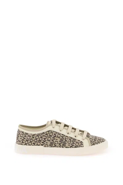 Shop Dolce & Gabbana Portofino Vintage Printed Canvas Sneakers In Mixed Colours