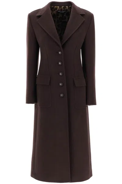 Shop Dolce & Gabbana Shaped Coat In Wool And Cashmere In Brown