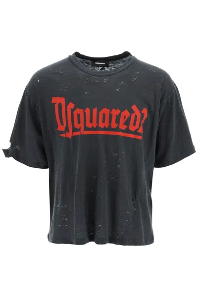 Shop Dsquared2 'd2 Goth Iron' T-shirt In Grey