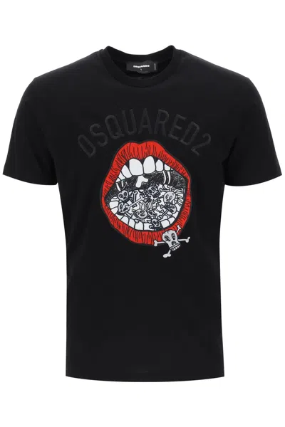 Shop Dsquared2 Cool Fit Embroidered Tee In Black