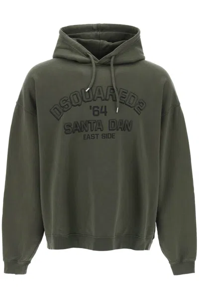 Shop Dsquared2 Hoodie With Logo Print In Khaki