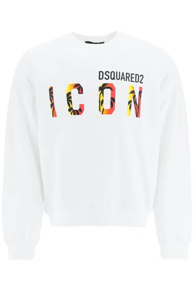 Shop Dsquared2 Icon Sunset Crewneck Sweatshirt In White