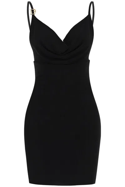 Shop Dsquared2 Sleeveless Mini Dress With Draped Neckline In Black