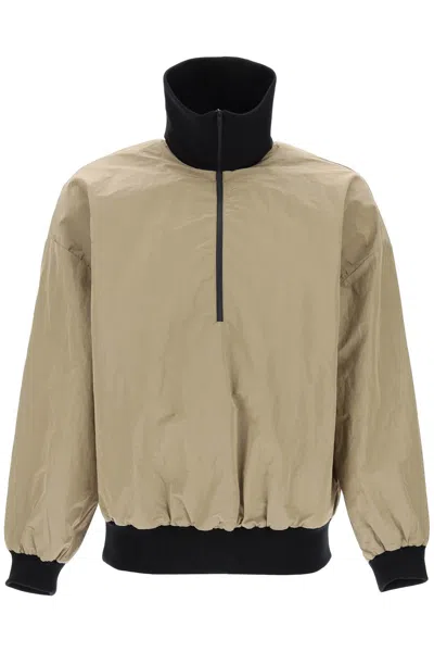 Shop Fear Of God "half-zip Track Jacket With Irides In Beige
