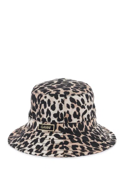 Shop Ganni Animal Print Bucket Hat In Mixed Colours