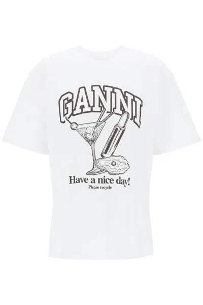 Shop Ganni Cocktail Print T-shirt In Mixed Colours