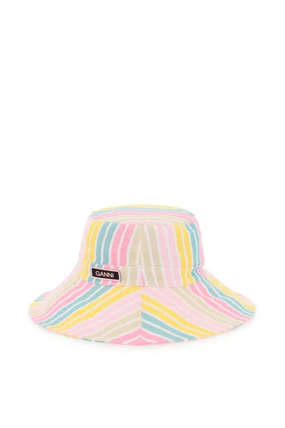 Shop Ganni Stripe Bucket Hat In Multicolor