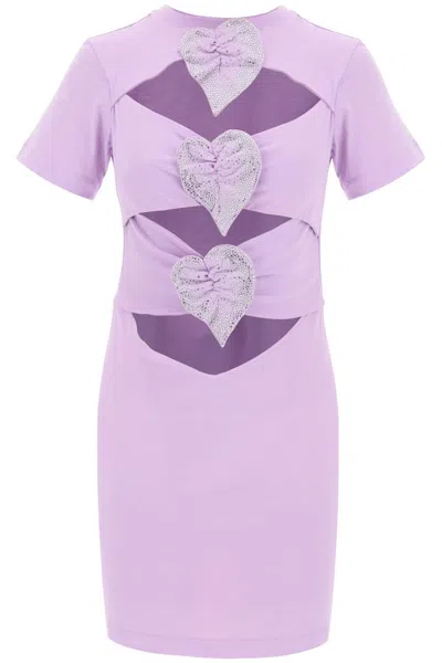 Shop Giuseppe Di Morabito Mini Cut-out Dress With Applied Heart Details In Pink