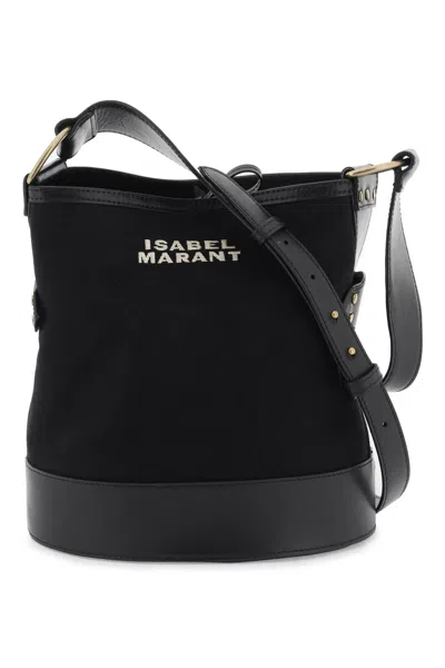 Shop Isabel Marant Cotton Canvas Shoulder Bag In Black